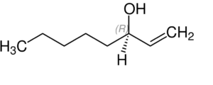 Figure 3: The chemical structure of Mushroom Alcohol ((R)-1-Octen-3-ol), the primary compound found in Joshua tree scent. (Wikimedia Commons: Ju